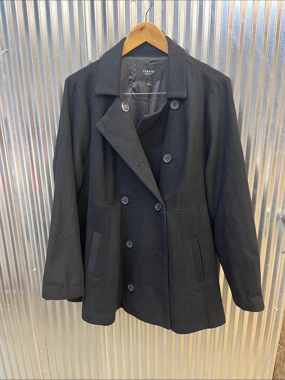 torrid Black Double-Breasted Peacoat